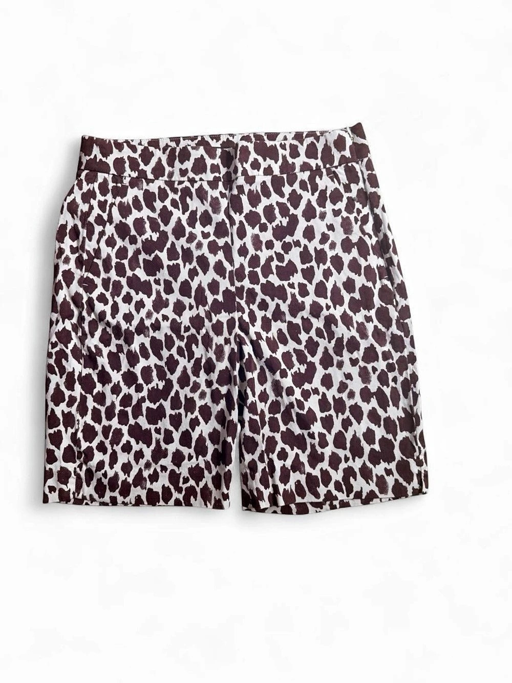 J.Crew 4" Stretch Chino Short in Leopard Dot Shorts Leopard Dot Brown & White